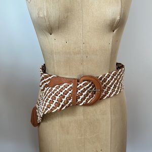 Apt 9 leather and rope braid wide belt adjustable O/S